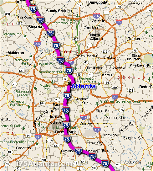 Map Of Interstate 75 In Georgia Pinellas County Elevation Map 3487